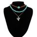3-piece Set Of Cactus Turquoise Velvet Rope Necklace Set,Retro Niche Design Handmade Jewelry Trend_ipsvogv.com