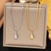 Double Chain Titanium Steel Water Droplet Necklace For Women, With A Niche Design, Unique Personality, Simple And_ipsvogv.com