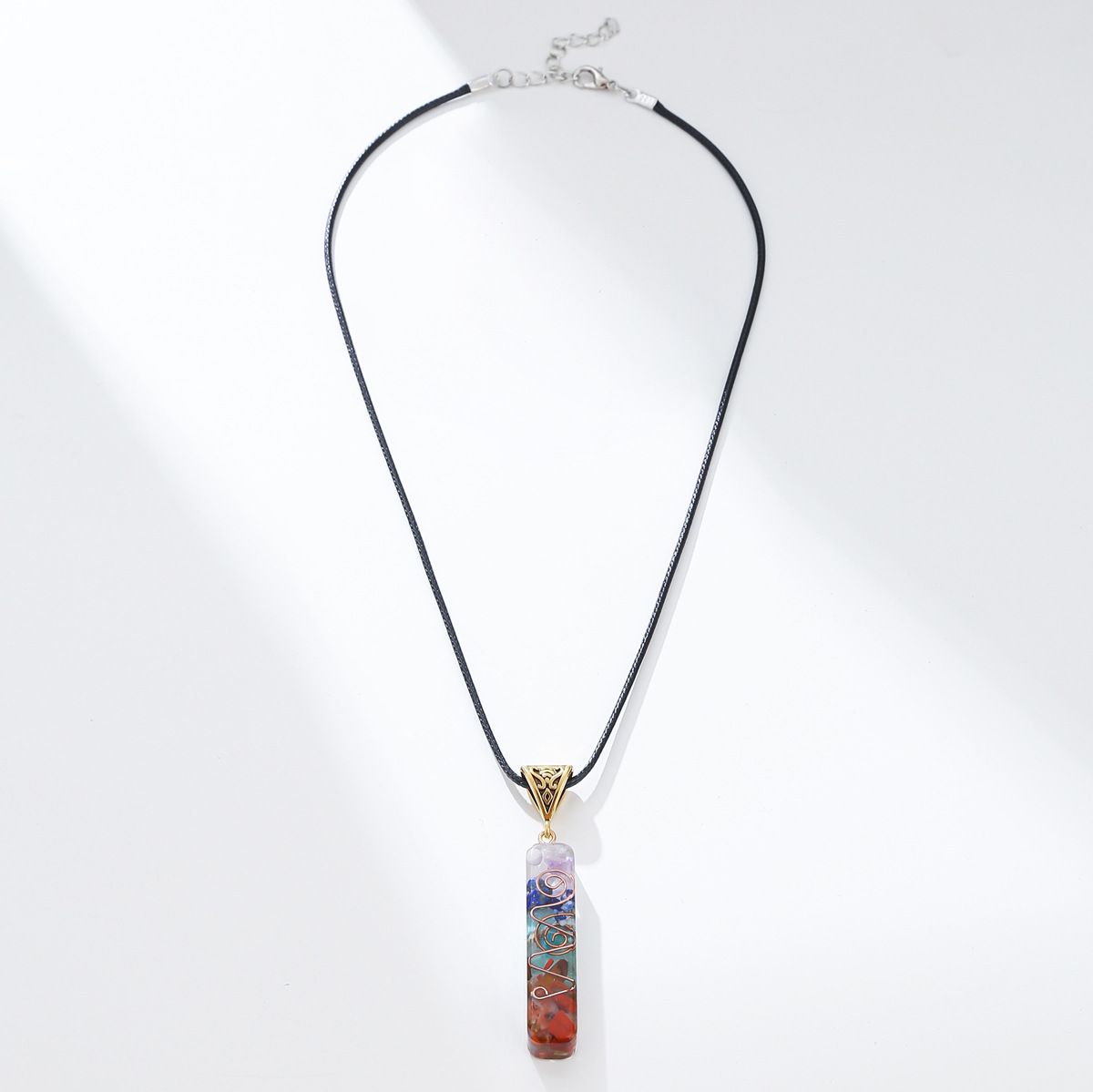 New Colorful Stone Necklace Simple Natural Stone Pendant Chain Unisex All Match Necklace_ipsvogv.com