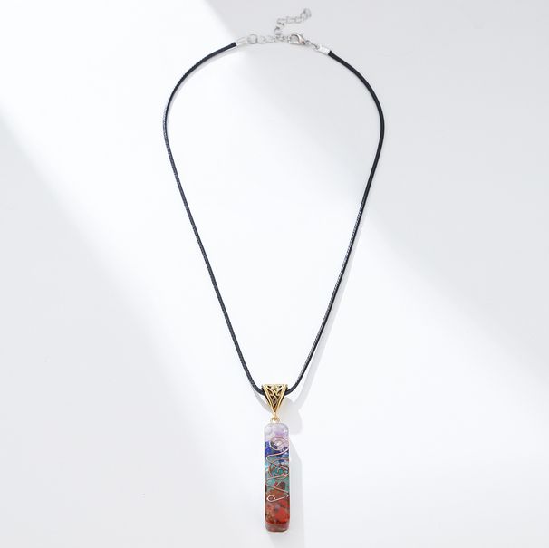 New Colorful Stone Necklace Simple Natural Stone Pendant Chain Unisex All Match Necklace_ipsvogv.com