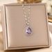 Purple Zircon Water Droplet Titanium Steel Necklace, Women's Collarbone Chain Style, French Romantic Classic Style_ipsvogv.com