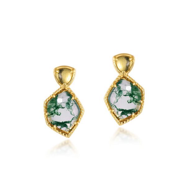 Geometric Green Moss Earrings S925 Silver Plated 10K Gold Water Grass Agate Earrings Light Luxury Fashion_ipsvogv.com