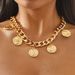 N12173 Jewelry Metal Coin Pendant Tassel Necklace Fashion Queen Image Collar Chain_ipsvogv.com