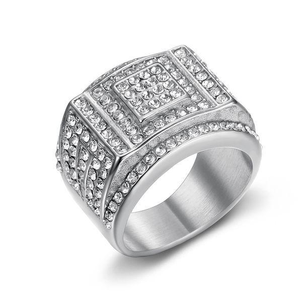 Hip-Hop Personality Bold Titanium Steel Full Diamond Men's Fashion Luxury Ring_ipsvogv.com