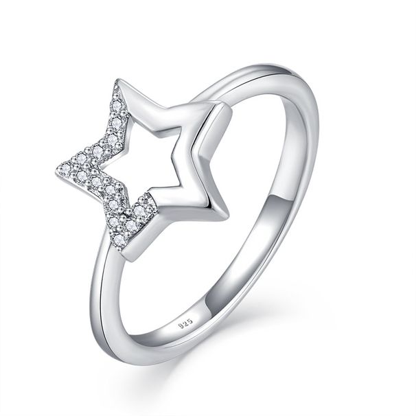 Zircon Five Pointed Ring Necklace Earrings Three Piece Set S Sier Star Fashion Jewelry_ipsvogv.com