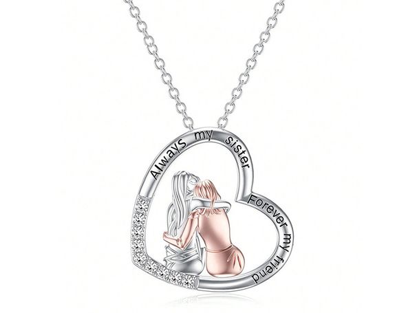 S Sterling Silver Heart Shaped Letter Pendant Best Friend Gift Sisters Embraces Fashion_ipsvogv.com