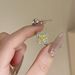 yellow Inlaid Luxury Zircon Light High-end Diamond Four Leaf Clover Ring With Fashionable Versatile Temperament, Temperament,_ipsvogv.com
