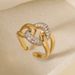 Niche Personality Two Color Electroplating Geometric Open Ring Female INS Fashion Light Luxury Zircon Ring_ipsvogv.com