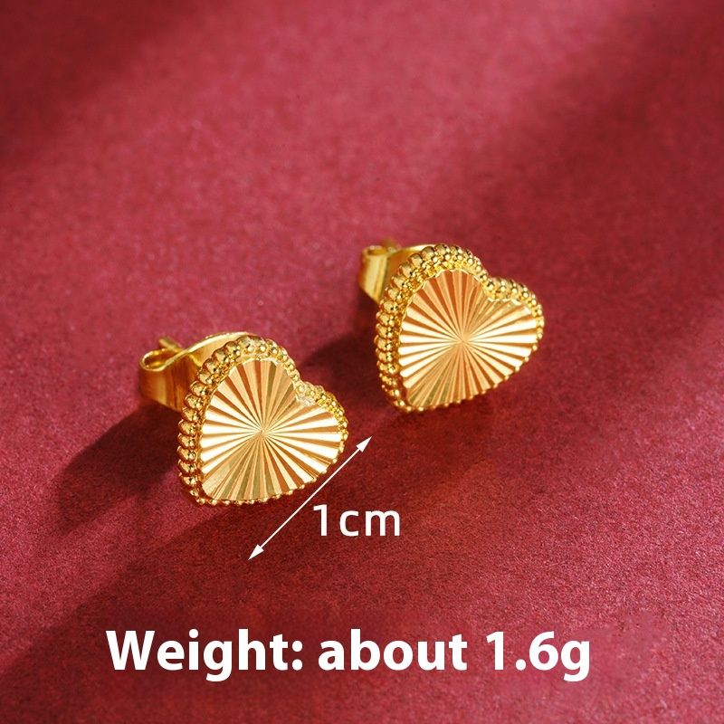 Sand Gold Laser Heart Necklace Tassel Earrings Ring Combination Temperament Light Luxury Yiwu Accessories Jewelry Set_ipsvogv.com