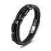 Men's Jewelry Black Leather Stainless Steel Bracelet Simple Leather Bracelet_ipsvogv.com