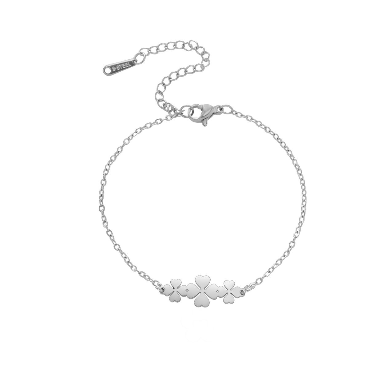 Cut Titanium Polished Four Leaf Clover Pendant Fashion Commuter Bohemian Style Stainless Steel Charm Bracelet_ipsvogv.com