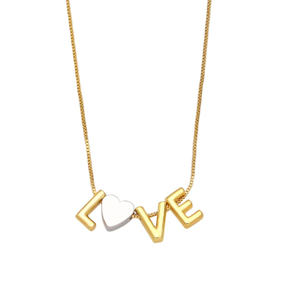 Women's Jewelry Love Heart Necklace Simple Fashion All Match Letter Mama Mom Pendant Clavicle Chain Female_ipsvogv.com