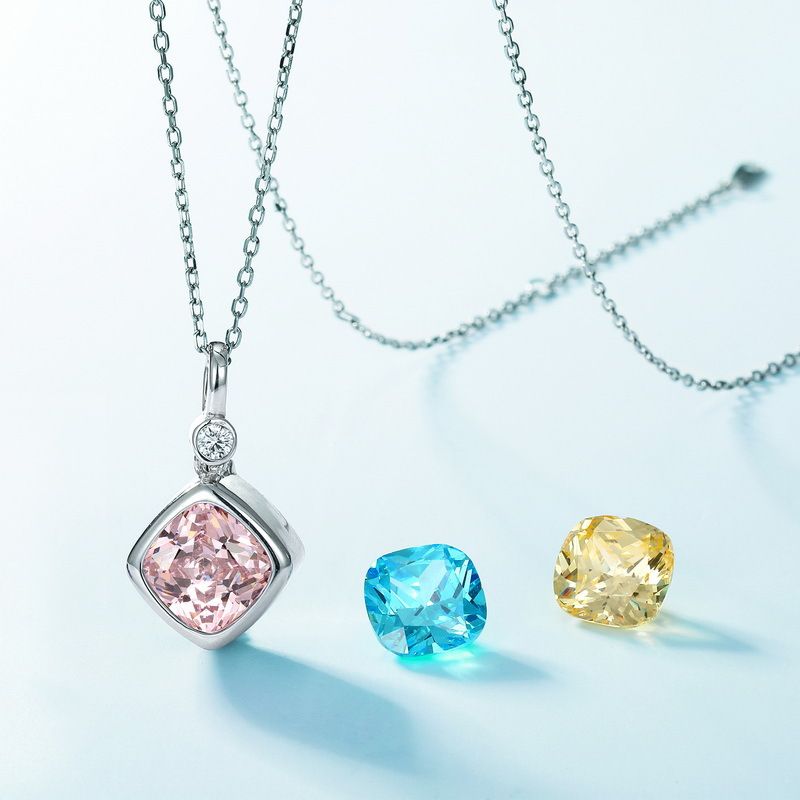 New Three Color Detachable Pendant S925 Silver Square Color Zirconium Clavicle Pendant Light Luxury Simple All Match_ipsvogv.com