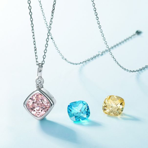 New Three Color Detachable Pendant S925 Silver Square Color Zirconium Clavicle Pendant Light Luxury Simple All Match_ipsvogv.com
