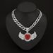 Hip Hop Rap Trendy Creative Pink Angel Wing Pendant Red Diamond Love Men's Necklace_ipsvogv.com
