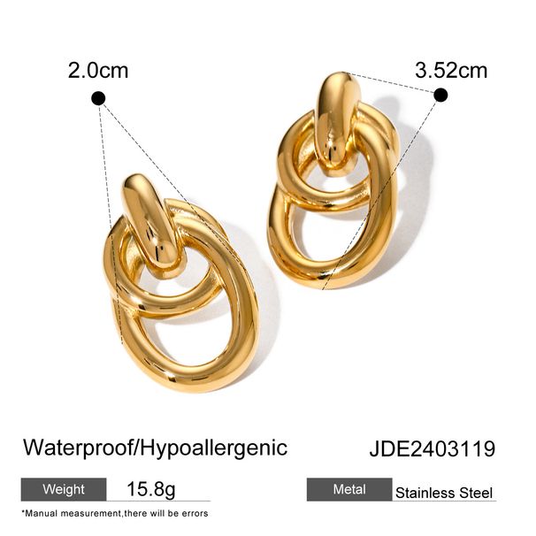 Women's Jewelry Gold Stainless Steel Simple Retro Winding Earrings Fashionable Simple Hollow Titanium Steel Earrings_ipsvogv.com