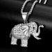 Hip Hop Jewelry Titanium Steel Gold-Plated Diamond-Studded Elephant Pendant Necklace_ipsvogv.com