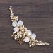 Headdress Elegant Pearl Flower Hair Comb With Gold Leaves - Bridal Hair Accessories For Weddings, Parties & Special Occasions Hair Comb Bridal_ipsvogv.com