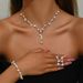 Women’s Jewelry Set Fashion Simple And Exquisite Claw Chain Necklace Earrings Bracelet Set Three Piece Pearl Clavicle Chain Evening Dress Accessories_ipsvogv.com