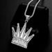 Hot Selling New Hip-Hop Jewelry Stainless Steel Gold-Plated Diamond-Studded KING Crown Pendant Necklace_ipsvogv.com