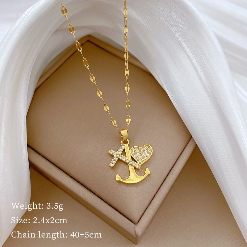 Anchor 【 】 Cross Light Luxury Charm Gorgeous Full Diamond Necklace Women's Versatile Clavicle Titanium Steel Chain 【 】_ipsvogv.com