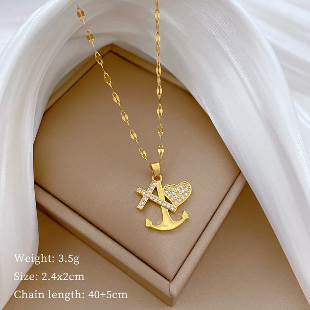 Anchor 【 】 Cross Light Luxury Charm Gorgeous Full Diamond Necklace Women's Versatile Clavicle Titanium Steel Chain 【 】_ipsvogv.com