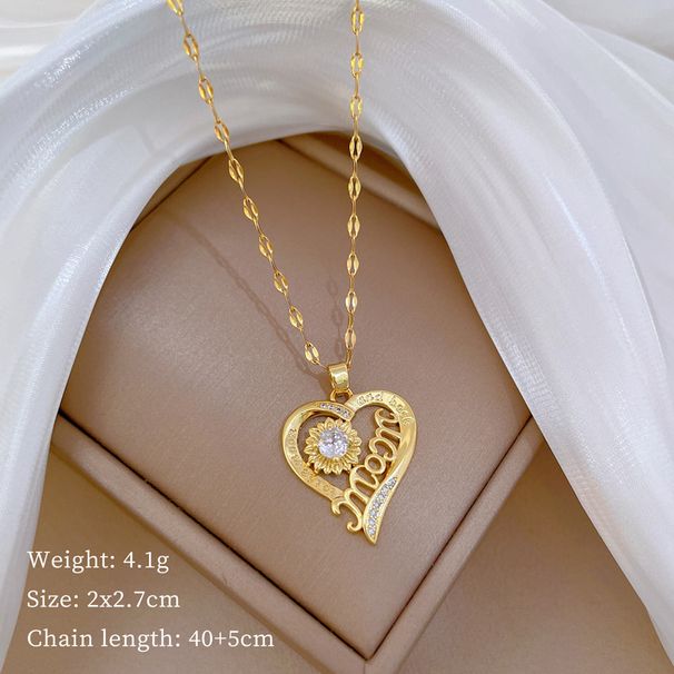 】 Love 【 Flower Letter Light Luxury Charm Gorgeous Full Diamond Necklace Women's Versatile Clavicle Titanium Steel Chain 【 】_ipsvogv.com
