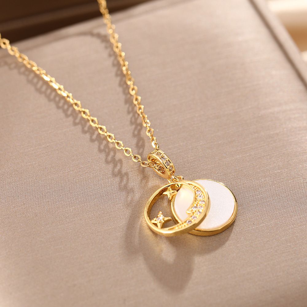 Korean Version Of Star Moon Gold Round Titanium Steel For Women With A Light Luxury Temperament, Collarbone Chain Ins_ipsvogv.com