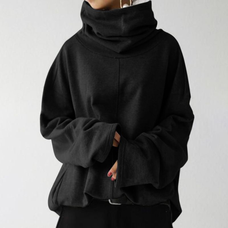 Women's Clothing Autumn and Winter Women's New Loose Casual Long Sleeve High Collar Pullover Solid Color Pocket Jacket Sweatshirt_ipsvogv.com