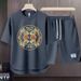 Men's Clothing 2024 Waffle Casual Summer Suit Men's Loose Teen Short sleeved T shirt Shorts Handsome Two piece Suit_ipsvogv.com