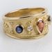 French Light Luxury Craftsmanship Inlaid Blue Haoshi Ring, Ancient Style Alloy Ring_ipsvogv.com