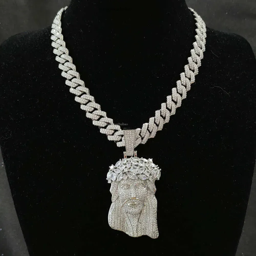 Customized Iced Out Vvs Certified With 13mm Moissanite Cuban Chain Necklace Hip Hop Jewelry Men's Gift Jesus Pendant_ipsvogv.com