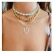 Temperament Pearl Chain Gold Peach Heart Pendant Necklace Street Shooting Women's Multi Layer Necklace_ipsvogv.com