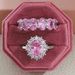Exaggerated Plain Ring, Pink, Small, and High Quality, Colorless Combination Ring, Female Z2_ipsvogv.com