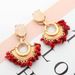 Fashion charm metal earrings exquisite fan shaped natural stone resin feminine temperament versatile earrings_ipsvogv.com
