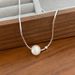 S Pure Silver Cream Round Bead Freshwater Pearl For Girls, Sweet Girl Style Snake Bone Necklace Necklace, Collarbone_ipsvogv.com