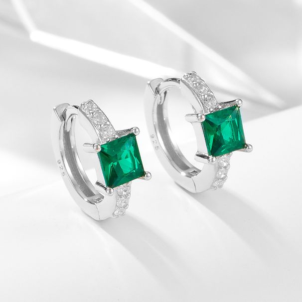 Women's Jewelry 925 Sterling Silver Emerald Square Zircon Earrings Ins Style Light Luxury Design Decoration Earrings_ipsvogv.com