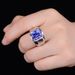 Trendy Men's New Fashion Inlaid Silver Natural Colored Blue Stone Tanzanite Ring_ipsvogv.com