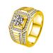 Plated Dominant Full Business Men's Ring, Color-Retaining Double Row Inlaid Diamond Engagement Ring_ipsvogv.com