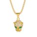 New Hip-Hop Stainless Steel Inlaid Green Red Blue Eyes Full Diamond Small Leopard Head Pendant Necklace_ipsvogv.com