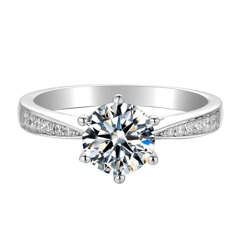 Mosang Stone Diamond D Color Micro Set 1 Carat Male and Female Wedding Proposal Silver Ring as a Gift for Girlfriend_ipsvogv.com
