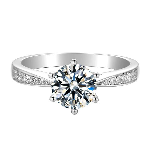 Mosang Stone Diamond D Color Micro Set 1 Carat Male and Female Wedding Proposal Silver Ring as a Gift for Girlfriend_ipsvogv.com
