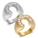 New Hip-Hop Fashion Simple Titanium Steel Gold-Plated Inlaid Diamond U-Shaped Horseshoe Men's Ring_ipsvogv.com