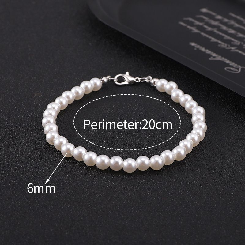 Single Layer Men's Circular Beaded Collarbone Chain Pearl Necklace_ipsvogv.com