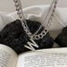 Wid W Letter Cuba Collar Double Layered Layered Necklace Wome's Tredy Istagram Hip Hop T-shirt Chai Accessories_ipsvogv.com