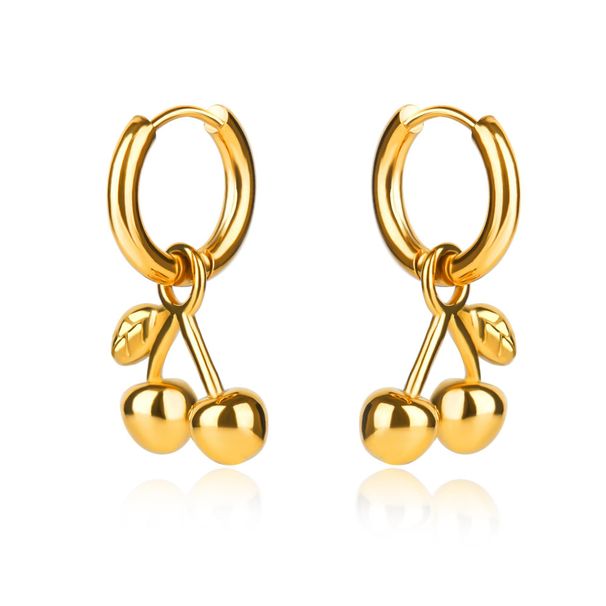 Unisex Real Gold Brass Electroplating Fresh And Sweet Cherry Pendant Earrings For Women Exquisite Earrings_ipsvogv.com