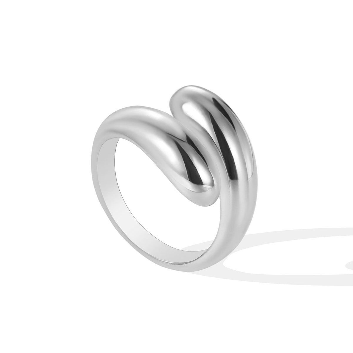 Cold Style Three Colors Optional Water Drop Polished Ring Female Adjustable Live Ring_ipsvogv.com
