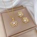 【 Titanium Steel 】 Necklace Earring Light Luxury Full Diamond Thread Hollow Five Leaf Flower Personalized Temperament_ipsvogv.com