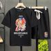 Men's Clothing waffle polo shirt short sleeved T shirt set summer loose clothes tops and pants suits for men_ipsvogv.com