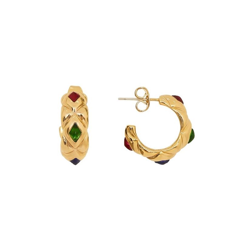 Women's Jewelry Flowing Color Three Diamond Earrings Light Luxury High End Design Sense Gold Retro Earrings Personality Earrings_ipsvogv.com